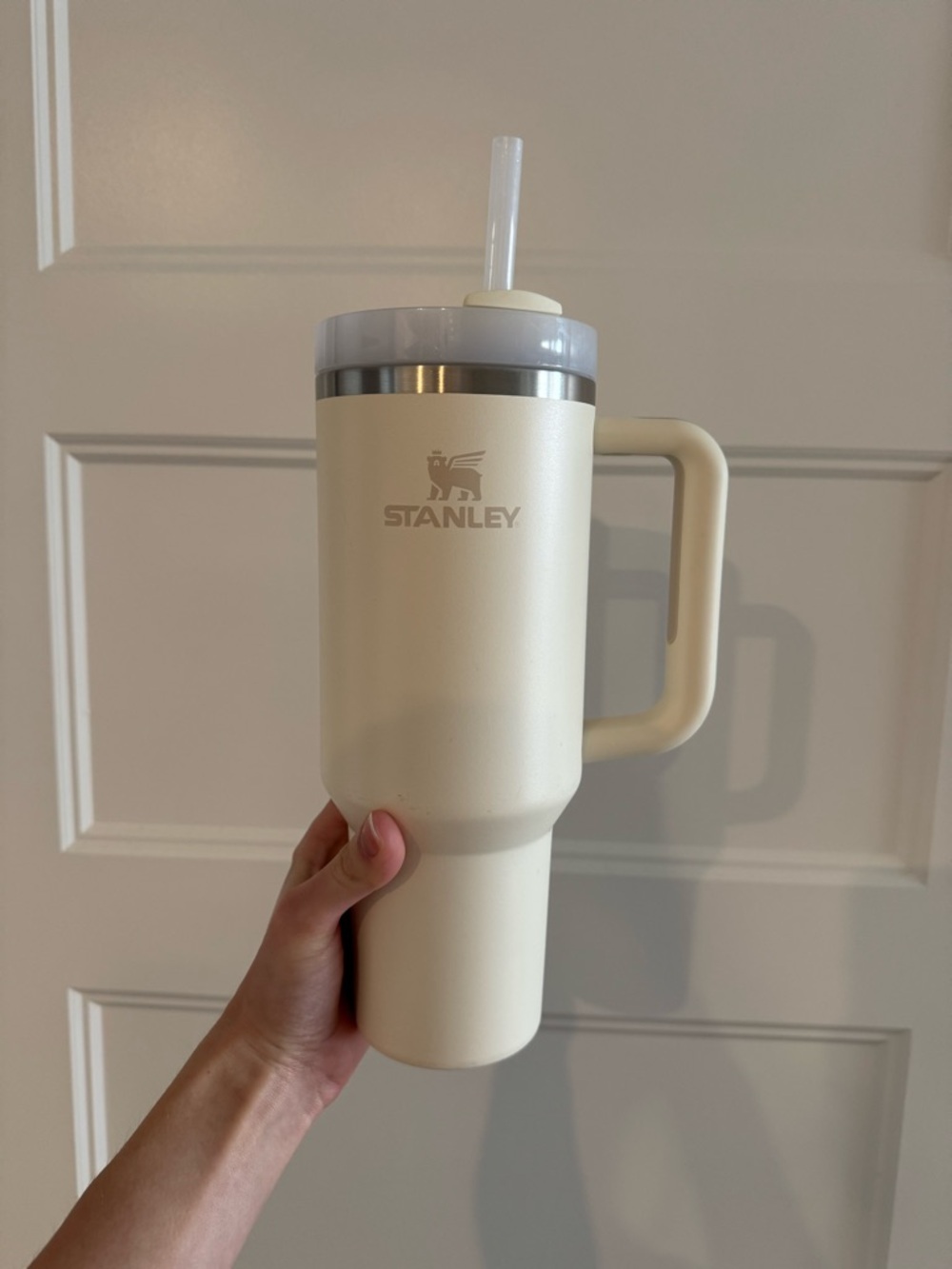 40oz Stanley Cream Travel Tumbler with Handle and Straw